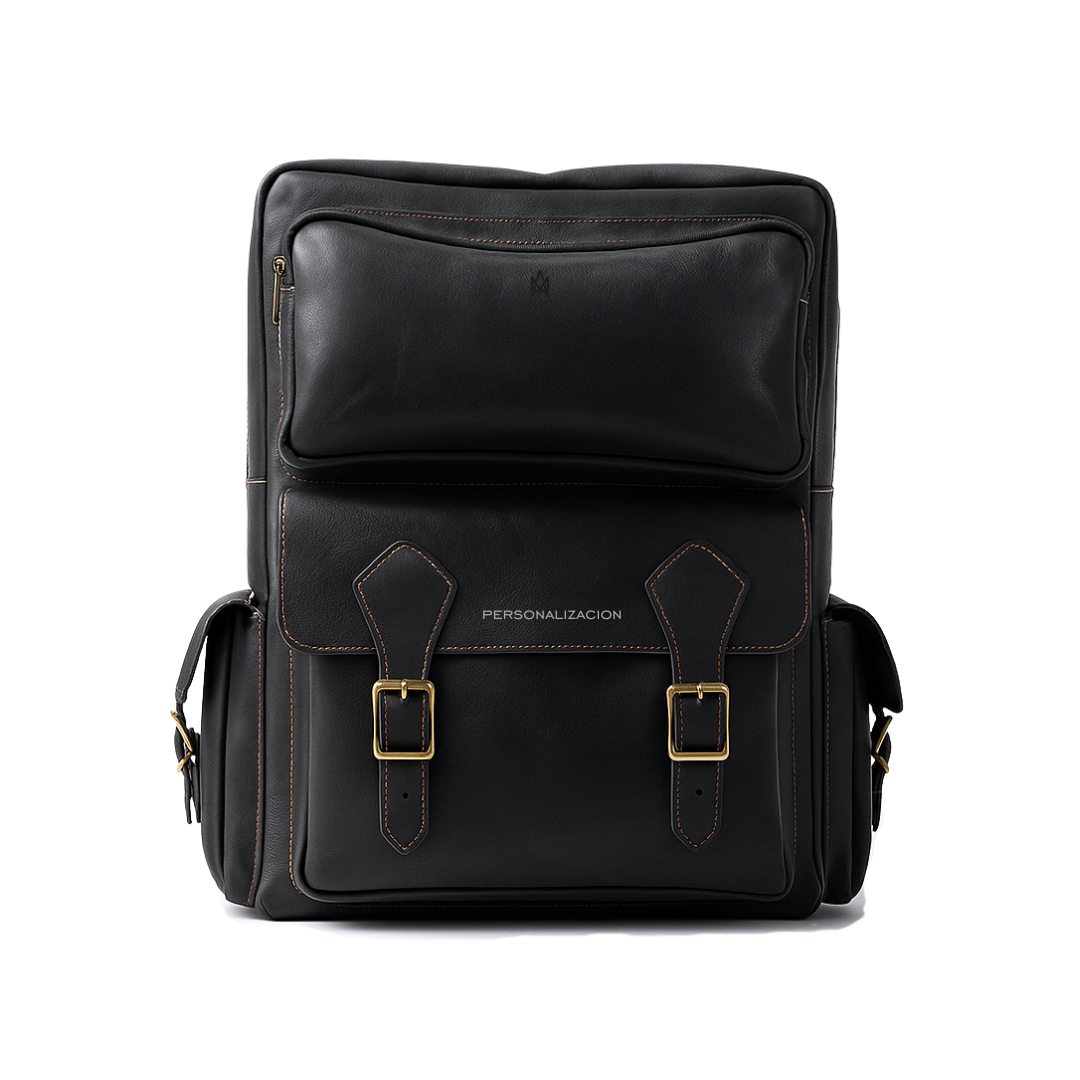 MOCHILA DE CUERO PREMIUM NEGRO EXPEDITION
