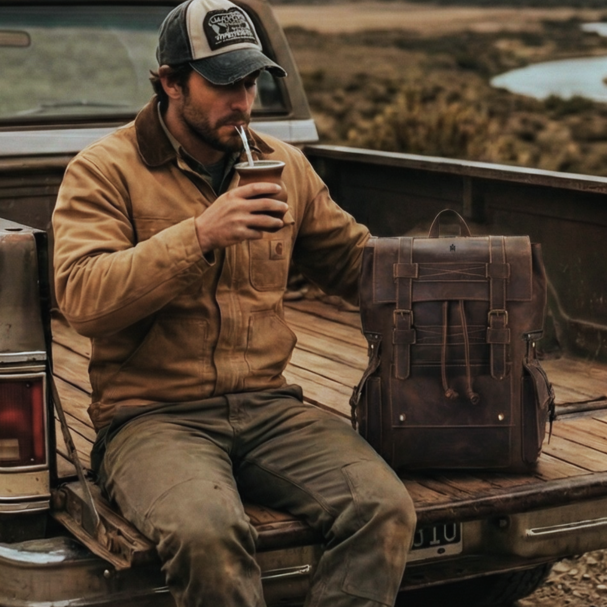 MOCHILA DE CUERO GENUINO PREMIUM MONTANA