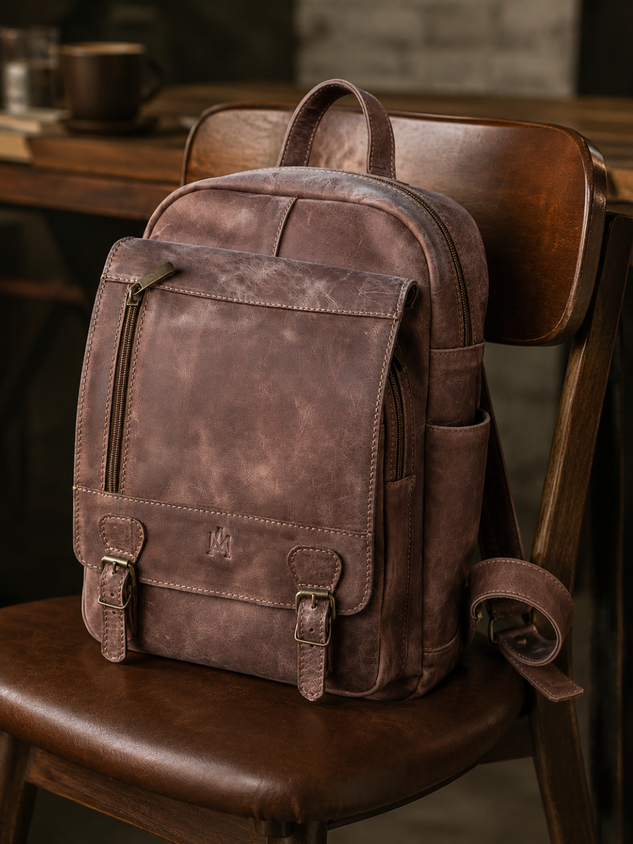 MOCHILA DE CUERO OLD SCHOOL