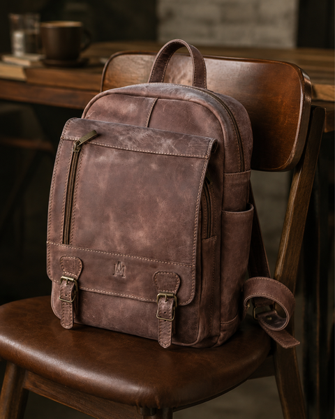MOCHILA DE CUERO OLD SCHOOL