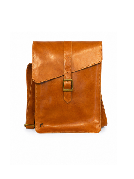 MORRAL DE CUERO GENUINO NYC CARAMEL