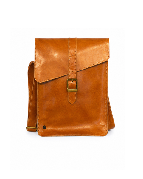 MORRAL DE CUERO GENUINO NYC CARAMEL