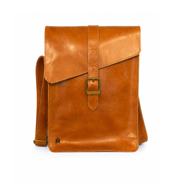 MORRAL DE CUERO GENUINO NYC CARAMEL