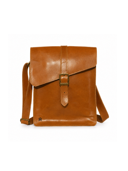 MORRAL DE CUERO GENUINO NYC CARAMEL