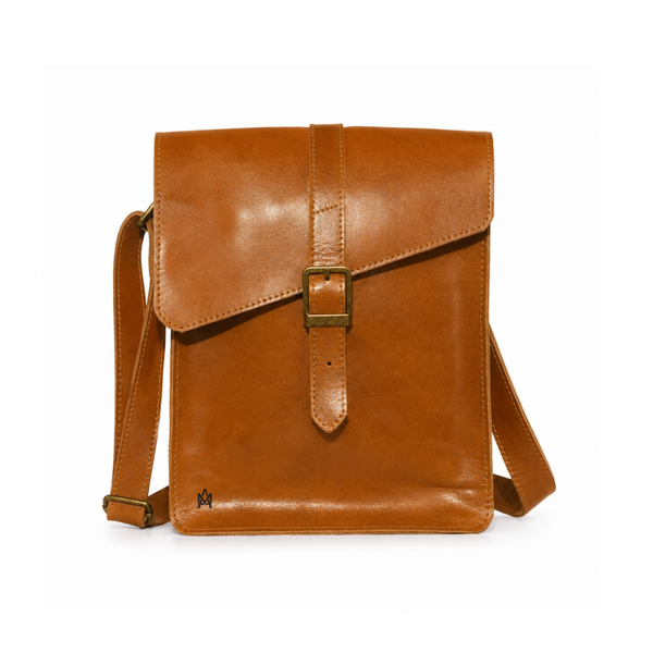 MORRAL DE CUERO GENUINO NYC CARAMEL