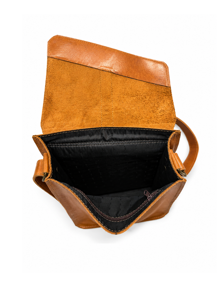MORRAL DE CUERO GENUINO NYC CARAMEL
