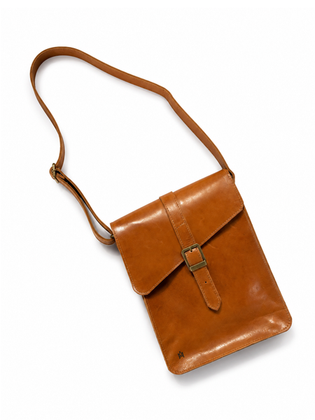 MORRAL DE CUERO GENUINO NYC CARAMEL