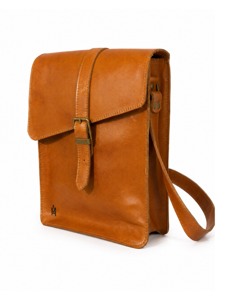 MORRAL DE CUERO GENUINO NYC CARAMEL