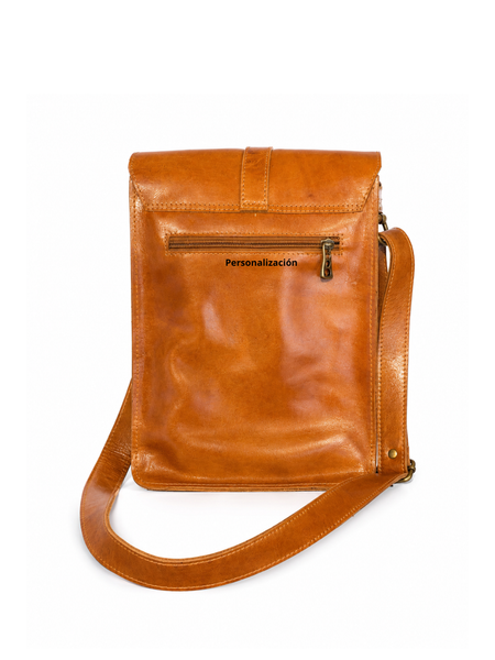 MORRAL DE CUERO GENUINO NYC CARAMEL