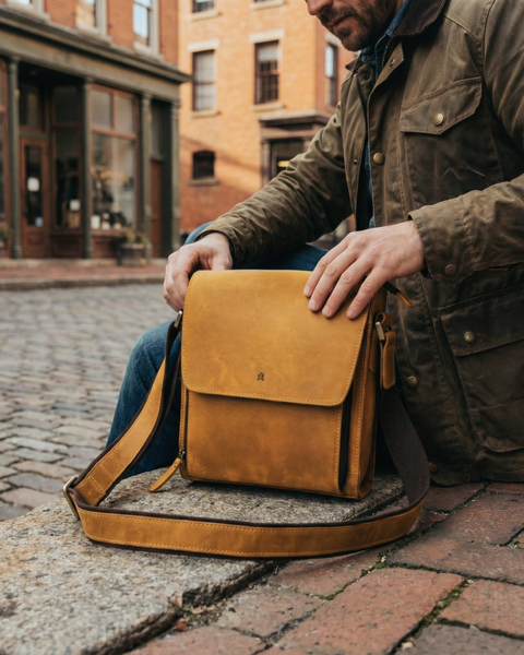 MORRAL CUERO GENUINO PARA HOMBRE PRAGA