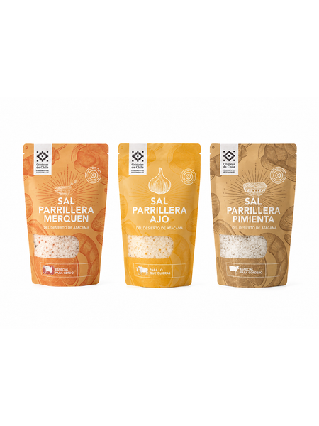 PACK SALES PARRILLERAS DEL ATACAMA — MERKÉN, AJO Y PIMIENTA