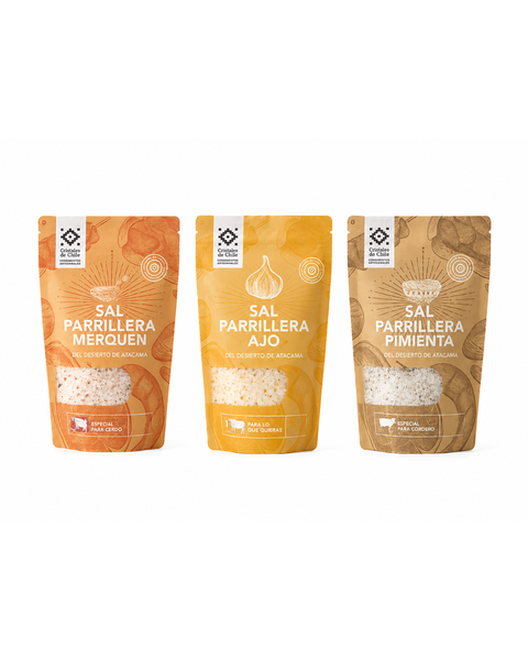 PACK SALES PARRILLERAS DEL ATACAMA — MERKÉN, AJO Y PIMIENTA