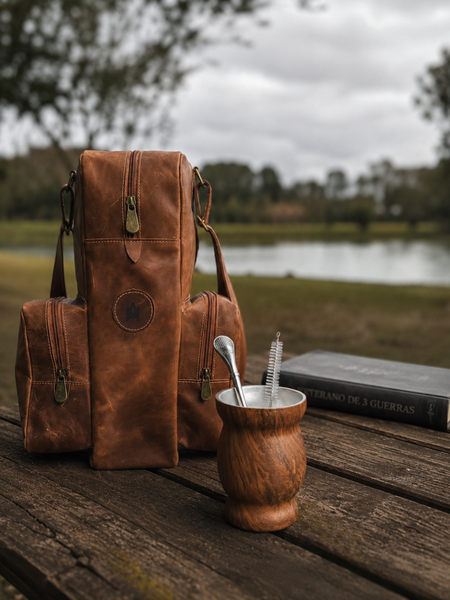 PACK MATERA DE CUERO CHE + MATE DE ACERO INOX