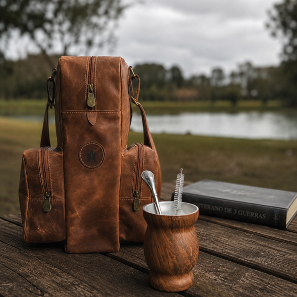 PACK MATERA DE CUERO CHE + MATE DE ACERO INOX