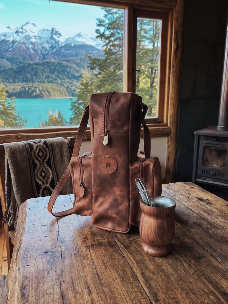 PACK MATERA DE CUERO CHE + MATE DE ACERO INOX