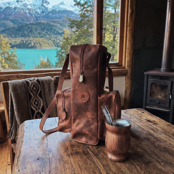 PACK MATERA DE CUERO CHE + MATE DE ACERO INOX