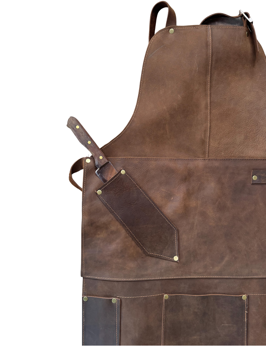 PECHERA ASADOR CUERO PORTA CUCHILLO