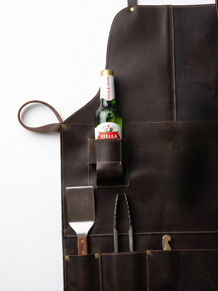 PECHERA ASADOR CUERO PORTA BOTELLA
