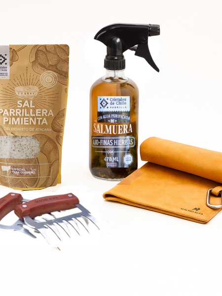 PACK PARRILLERO 2: GARRAS, PAÑO, SALMUERA Y SAL