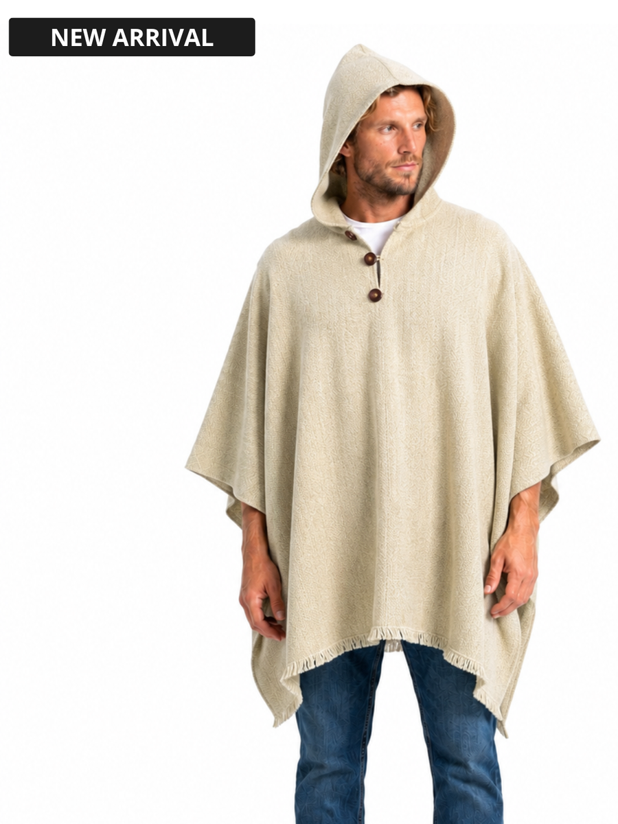 PONCHO LANA ALPACA ARENA CON CAPUCHA
