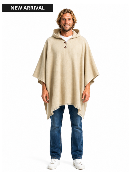 PONCHO LANA ALPACA ARENA CON CAPUCHA