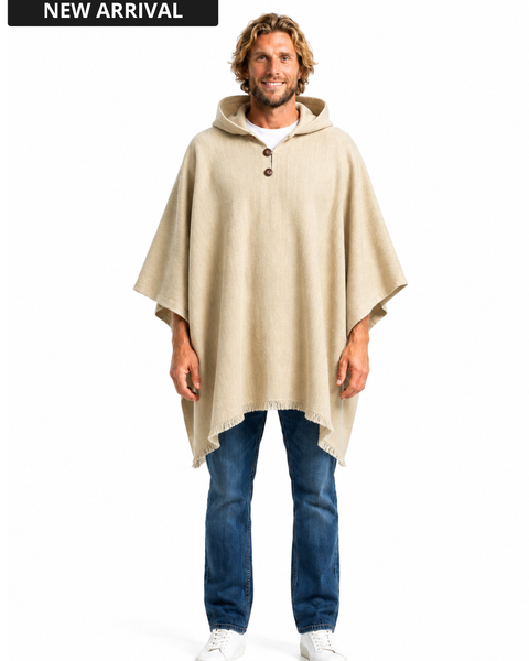 PONCHO LANA ALPACA ARENA CON CAPUCHA