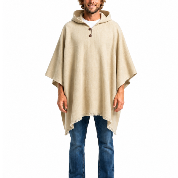 PONCHO LANA ALPACA ARENA CON CAPUCHA