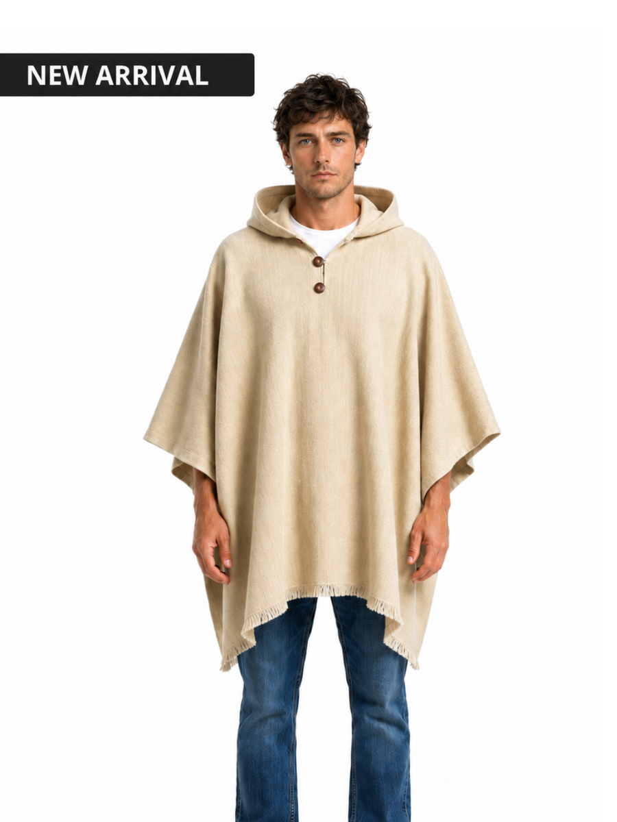 PONCHO LANA ALPACA ARENA CON CAPUCHA