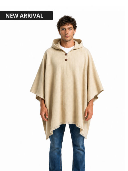 PONCHO LANA ALPACA ARENA CON CAPUCHA