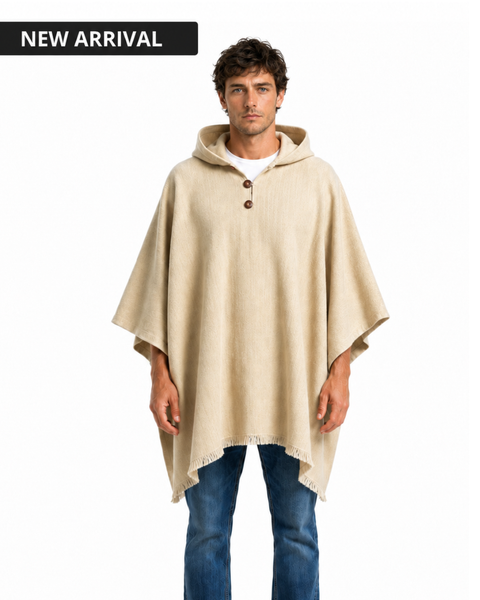PONCHO LANA ALPACA ARENA CON CAPUCHA