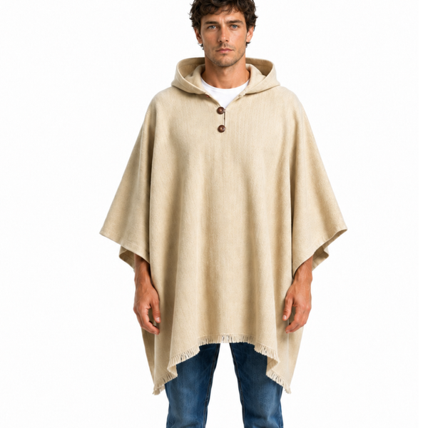 PONCHO LANA ALPACA ARENA CON CAPUCHA