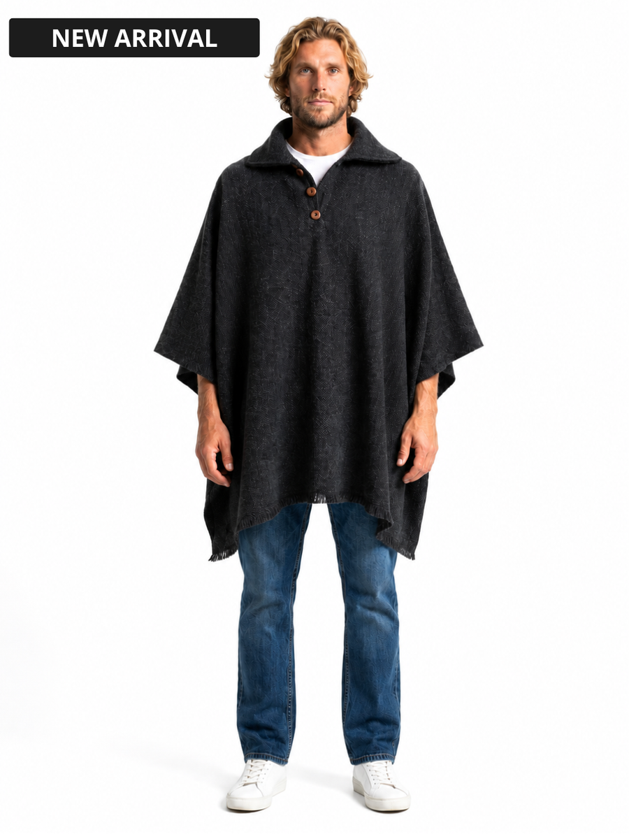 PONCHO LANA ALPACA CASTILLA GRIS MARENGO