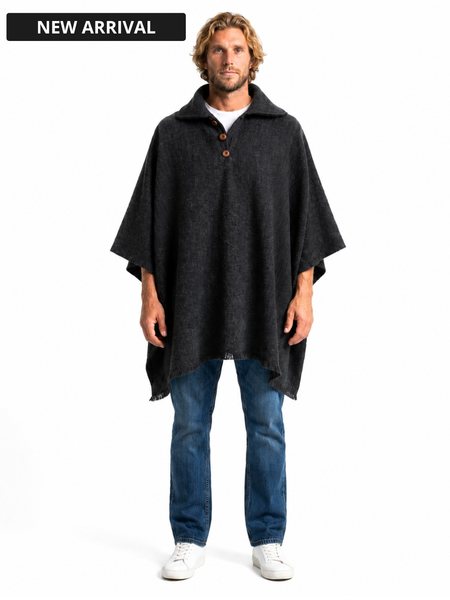 PONCHO LANA ALPACA CASTILLA GRIS MARENGO