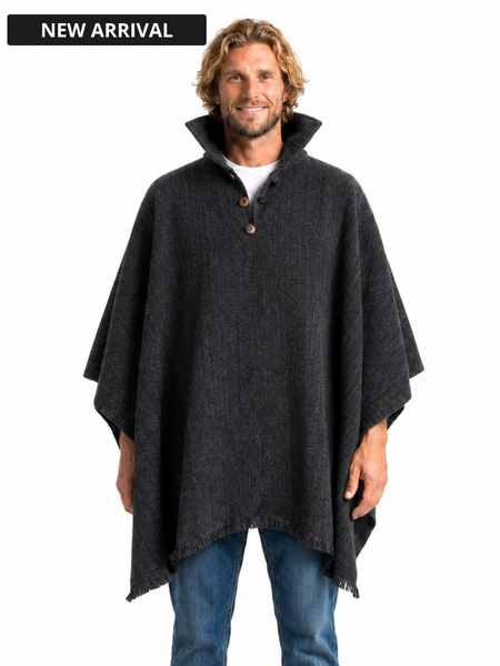 PONCHO LANA ALPACA CASTILLA GRIS MARENGO