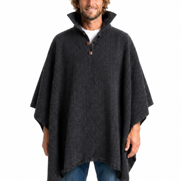 PONCHO LANA ALPACA CASTILLA GRIS MARENGO