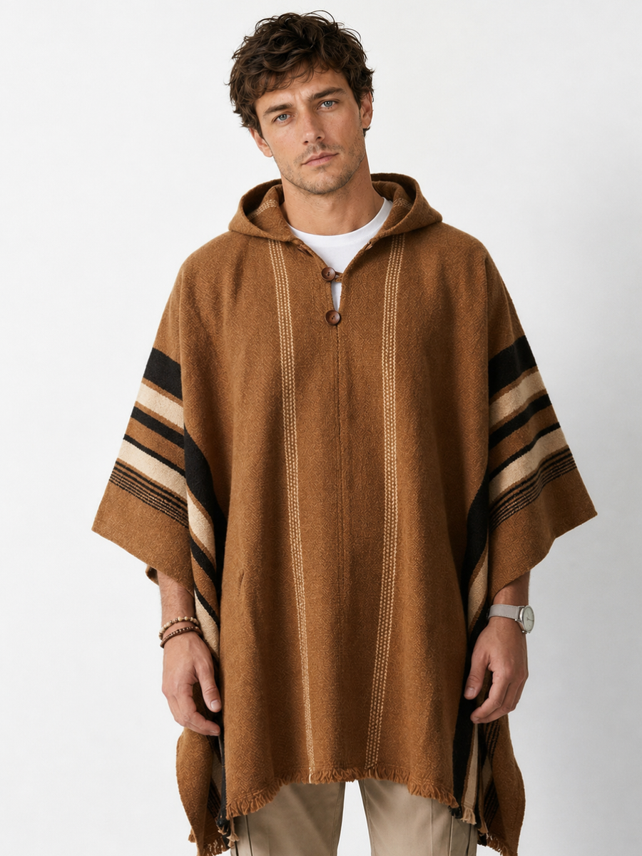 PONCHO DE LANA ALPACA RUSTICO CAFE