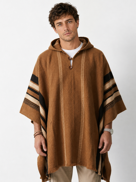 PONCHO DE LANA ALPACA RUSTICO CAFE