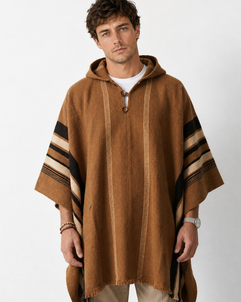 PONCHO DE LANA ALPACA RUSTICO CAFE