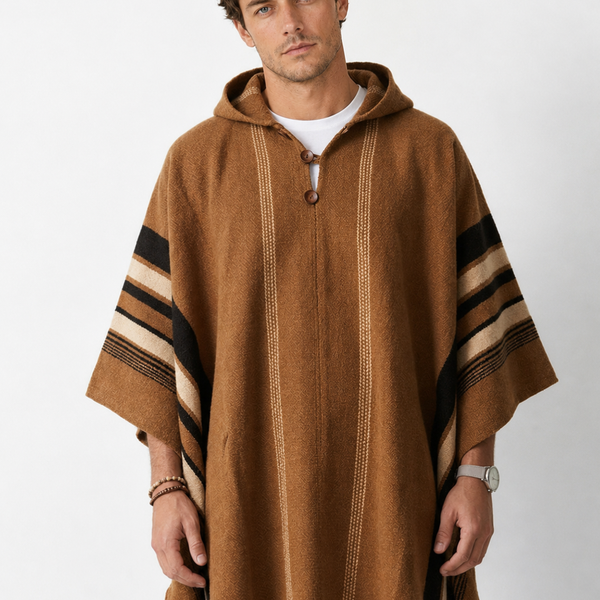 PONCHO DE LANA ALPACA RUSTICO CAFE