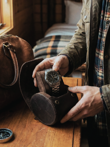 PORTA RELOJ DE CUERO GENUINO 1 PIEZA