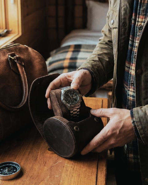 PORTA RELOJ DE CUERO GENUINO 1 PIEZA