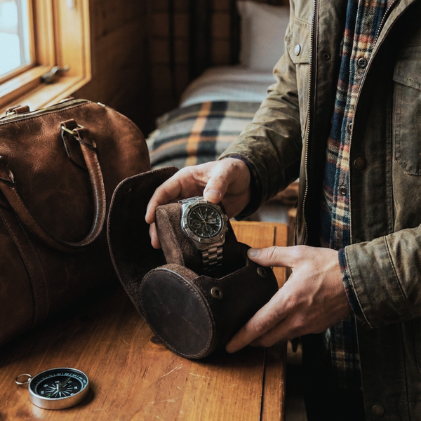 PORTA RELOJ DE CUERO GENUINO 1 PIEZA