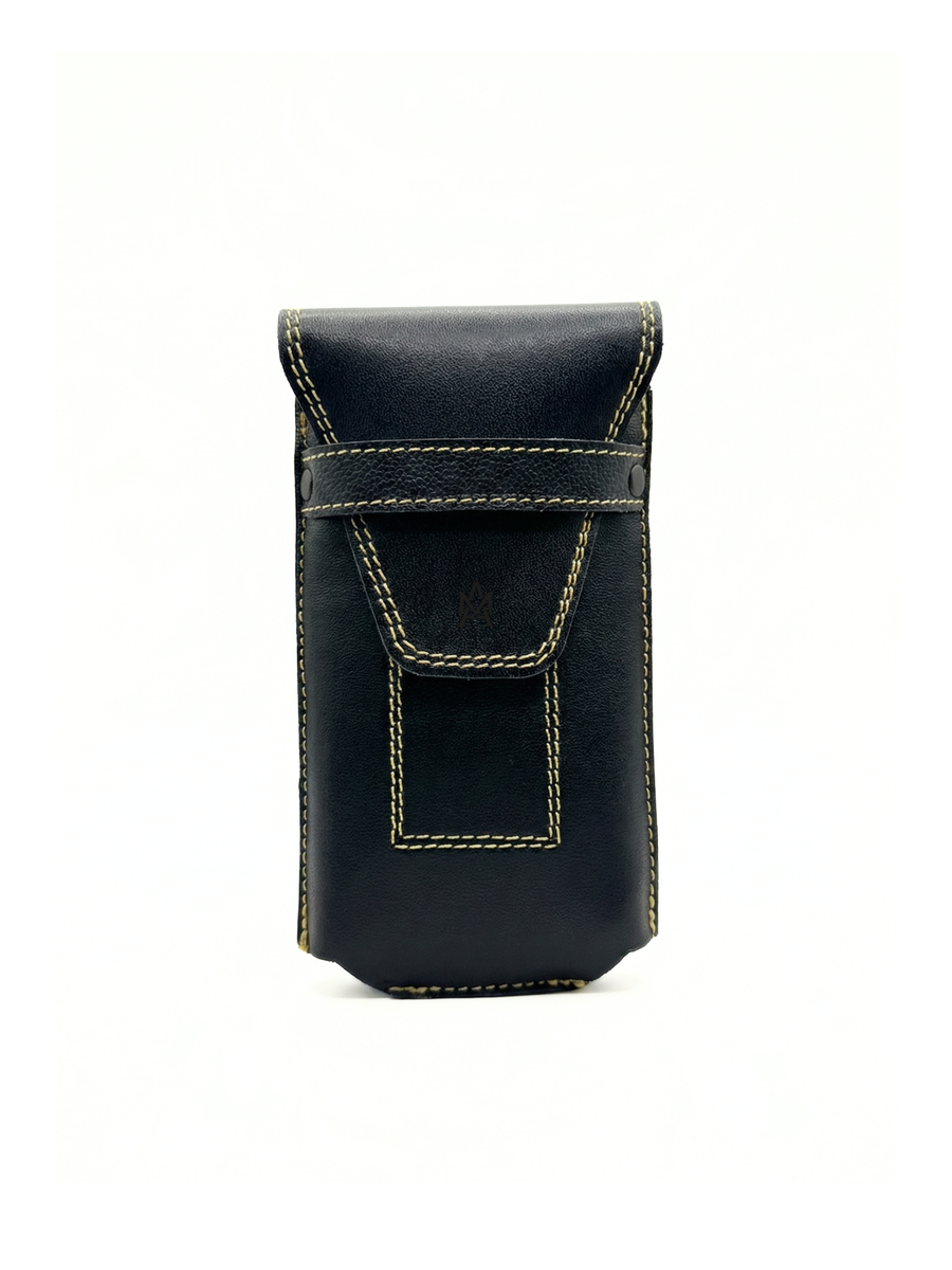 PACK GORRA RACER + PORTA CELULAR DE CUERO + PETACA ACERO INOXIDABLE