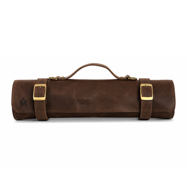 PORTA CUCHILLOS PARRILLEROS DE CUERO FULL GRAIN PREMIUM MORO
