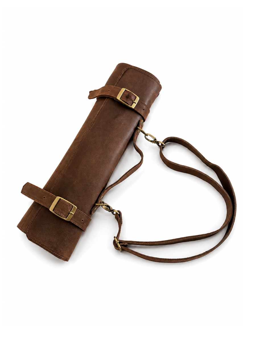 PORTA CUCHILLOS PARRILLEROS DE CUERO FULL GRAIN PREMIUM MORO