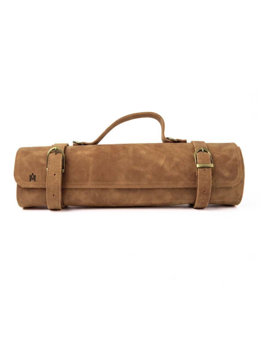 PORTA CUCHILLOS PARRILLEROS DE CUERO FULL GRAIN PREMIUM BEIGE