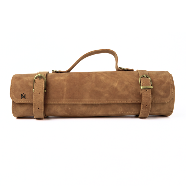 PORTA CUCHILLOS PARRILLEROS DE CUERO FULL GRAIN PREMIUM BEIGE