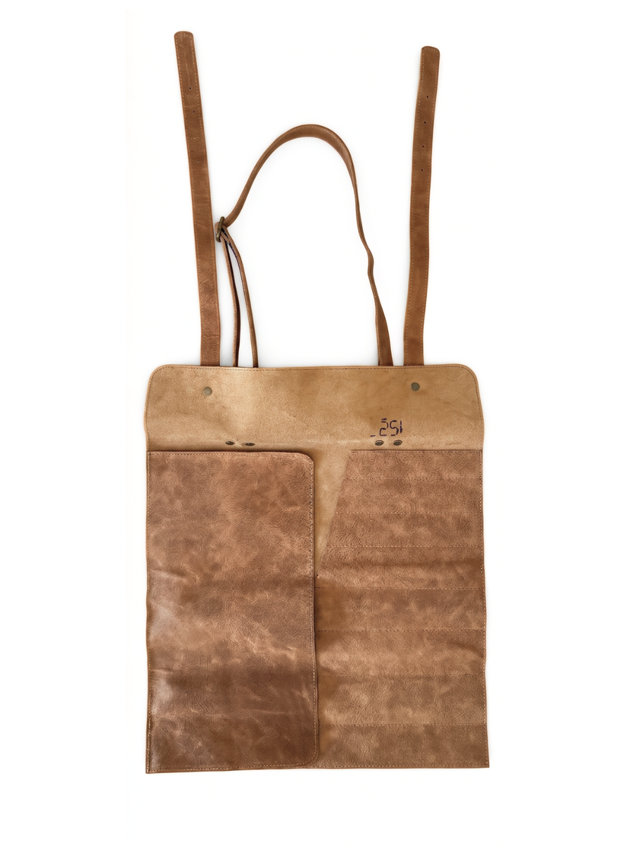PORTA CUCHILLOS PARRILLEROS DE CUERO FULL GRAIN PREMIUM BEIGE