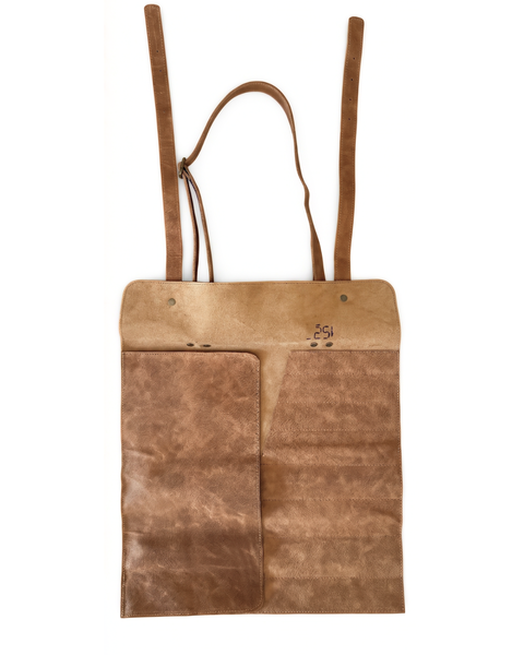 PORTA CUCHILLOS PARRILLEROS DE CUERO FULL GRAIN PREMIUM BEIGE