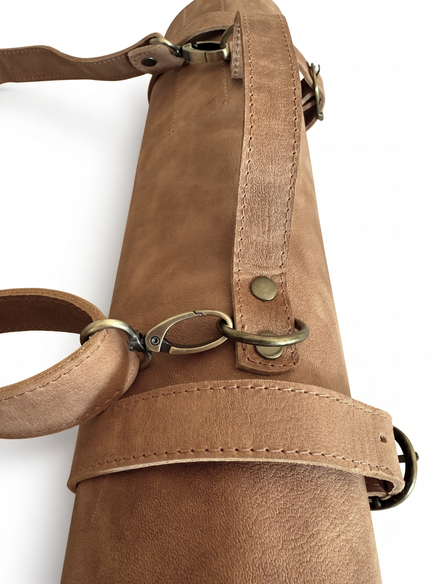 PORTA CUCHILLOS PARRILLEROS DE CUERO FULL GRAIN PREMIUM BEIGE